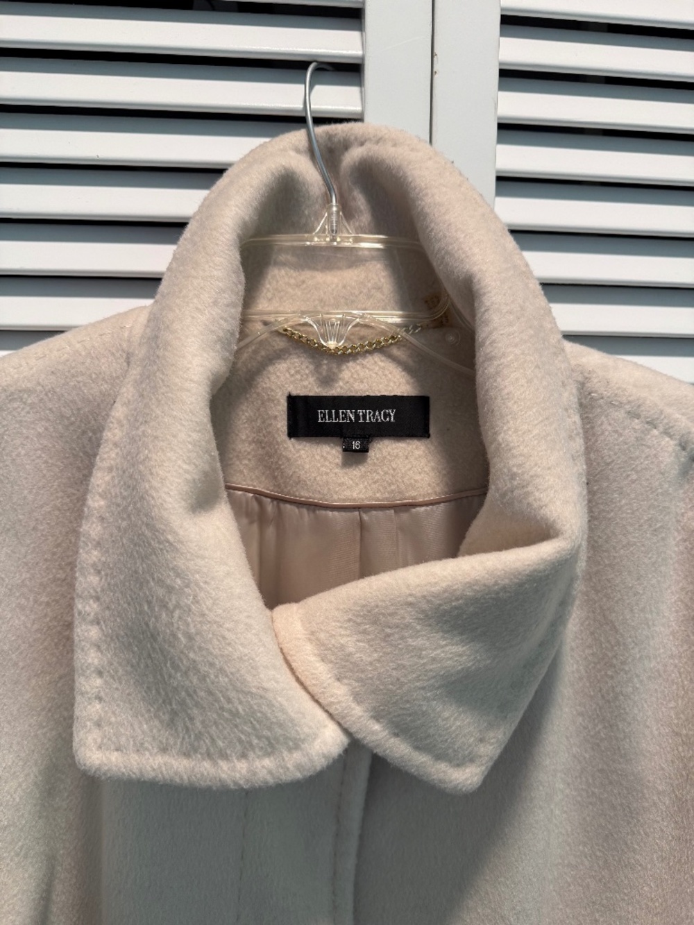 Ellen Tracy Cream Wool Car Coat in XL